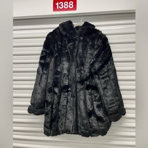Dennis Basso Luxurious Faux Fur Black Teddy Jacket Size L